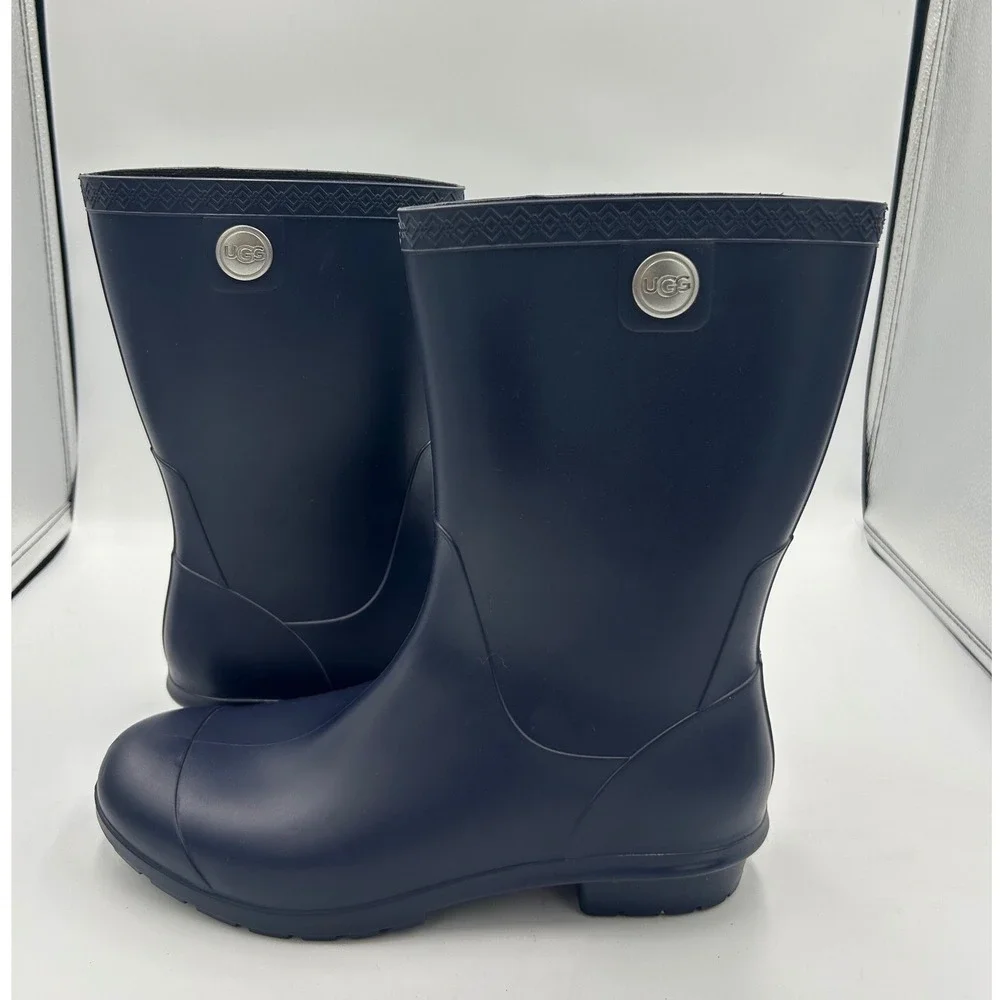 UGG Shaye Navy Blue Rubber Waterproof fur lined boots‎